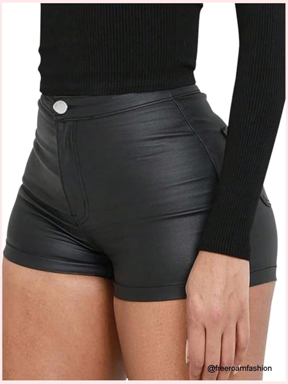 High Waisted PU Leather Mini Booty Shorts Y2K Streetwear